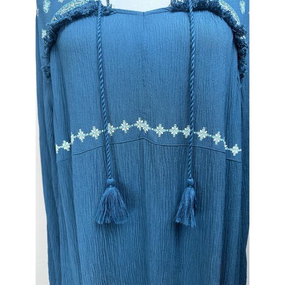 Style & Co. Women’s Top Size XL Blue Floral Embroidered Long Sleeve Boho Flowy - Picture 3 of 16